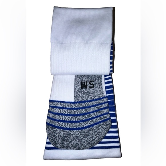 Adidas Team Speed OTC Soccer Socks 1 Pair Youth 13C-4Y White & Blue w Logo NEW! - Picture 7 of 11